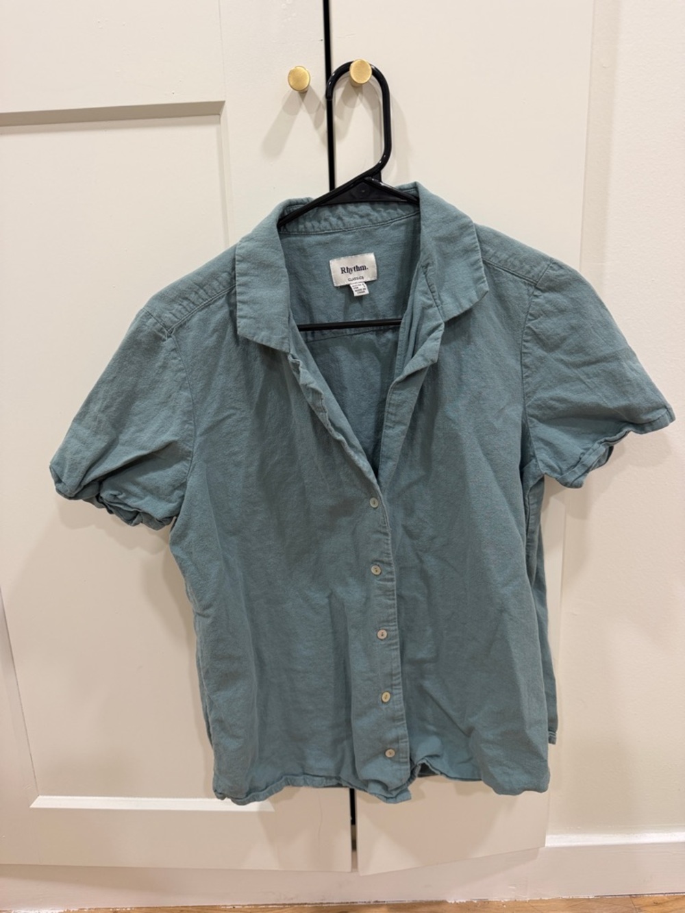 Rhythm Dusty Teal Short Sleeve Button-Up Shirt